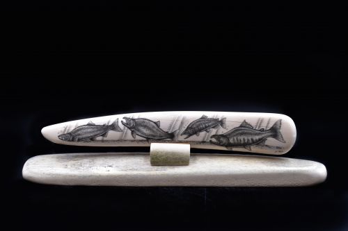 RUNNING SALMON SCRIMSHAW